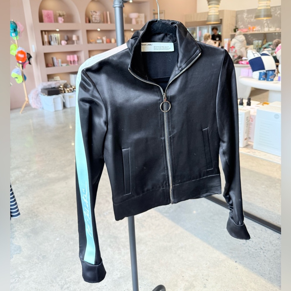 Off white Black Satin Jacket